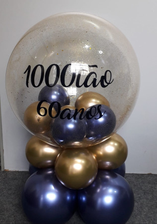 Balão bubble com glitter